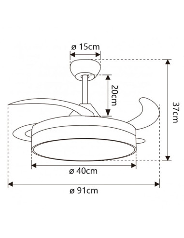 Ventilador de techo 50cm 68W CCT con aspas Desplegables Togo plata