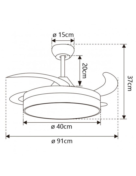 Ventilador de techo 50cm 68W CCT con aspas Desplegables Togo plata