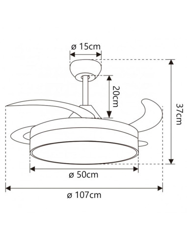 Ventilador de techo 50cm 68W CCT con aspas Desplegables Togo blanco