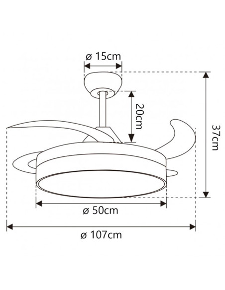 Ventilador de techo 50cm 68W CCT con aspas Desplegables Togo Madera
