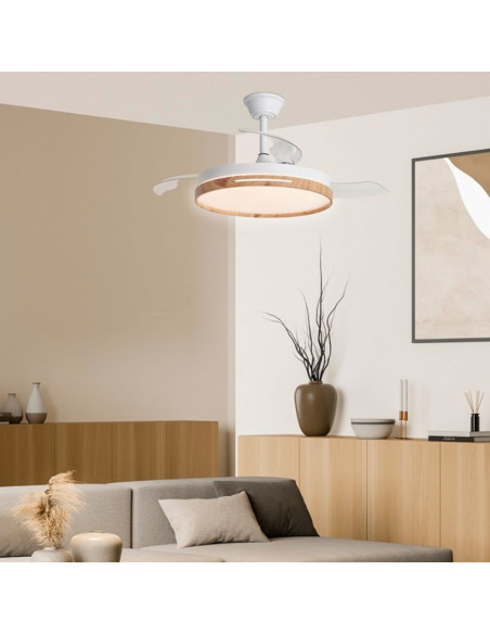 Ventilador de techo 50cm 68W CCT con aspas Desplegables Togo Madera