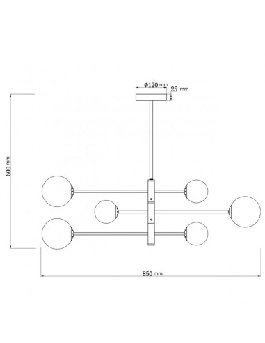 Lámpara Colgante con 6 brazos en latón Cosmica