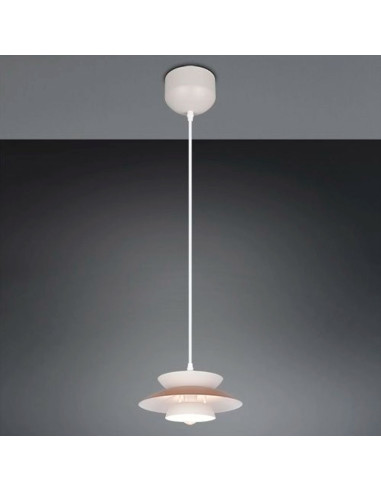 Colgante metal blanco pequeño para una bombilla E14 Amarila