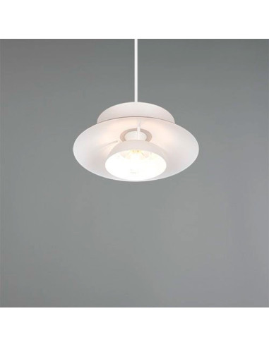 Colgante metal blanco pequeño para una bombilla E14 Amarila