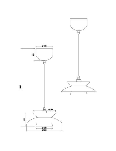 Colgante metal negro pequeño para una bombilla E14 Amarila