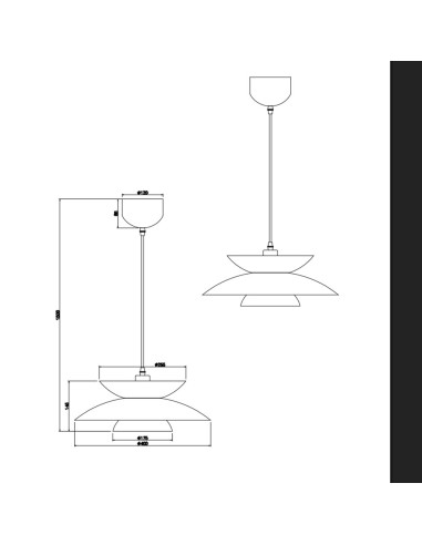 Colgante metal negro grande para una bombilla E27 Amarila