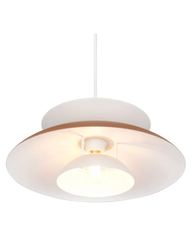 Colgante metal blanco grande para una bombilla E27 Amarila