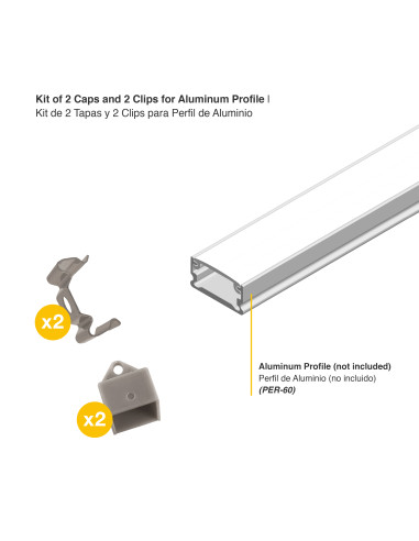Kit de 2 Tapas y 2 Clips para Perfil de Aluminio , PER-60