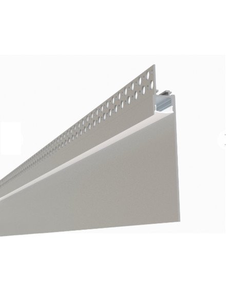 Perfil de Aluminio con Ala para Embutir, Anodizado Difusor 120x19mm, con Cover Opal Blanco x2.5m