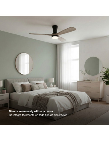 Ventilador Smart de Techo con Luz LED CCT 1300x300mm Madera Oscura 22W con Control Remoto Bluetooth