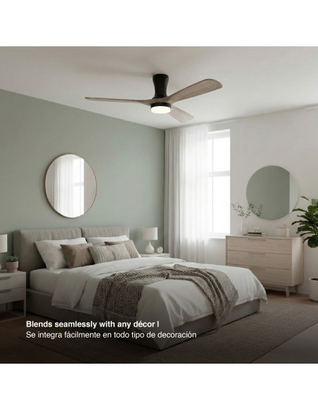 Ventilador Smart de Techo con Luz LED CCT 1300x300mm Madera Oscura 22W con Control Remoto Bluetooth