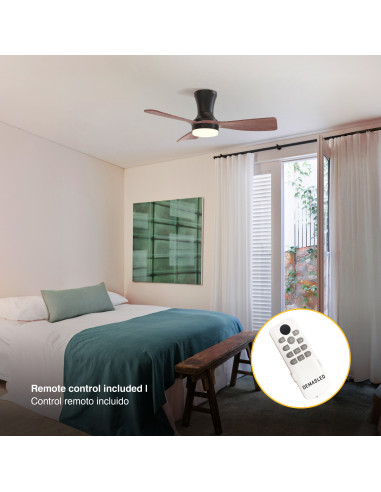 Ventilador de Techo con Luz LED CCT 920x265mm Madera Oscura 22W con Control Remoto AC100-240V I