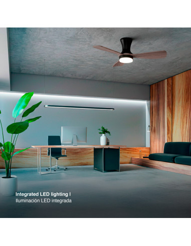 Ventilador de Techo con Luz LED CCT 920x265mm Madera Oscura 22W con Control Remoto AC100-240V I