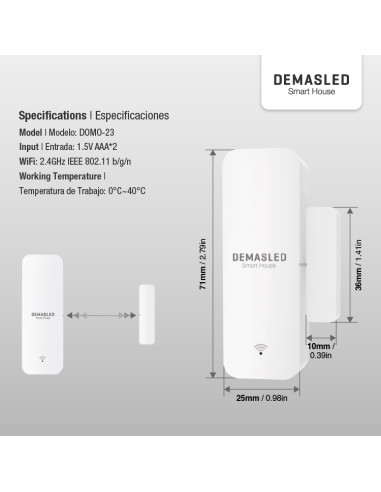 Sensor Inteligente Smart House para puertas y ventanas, 2.4GHz