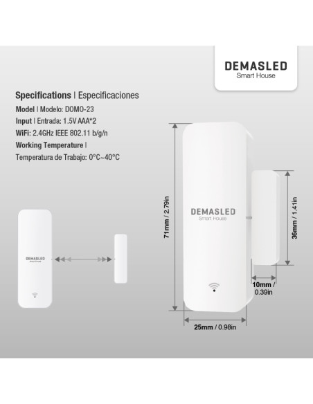Sensor Inteligente Smart House para puertas y ventanas, 2.4GHz