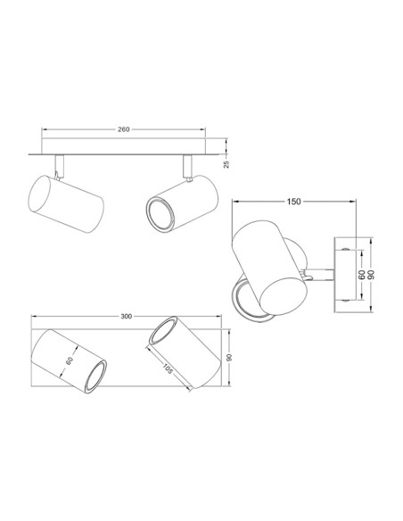 Regleta 2 luces para GU10 Blanco Marley