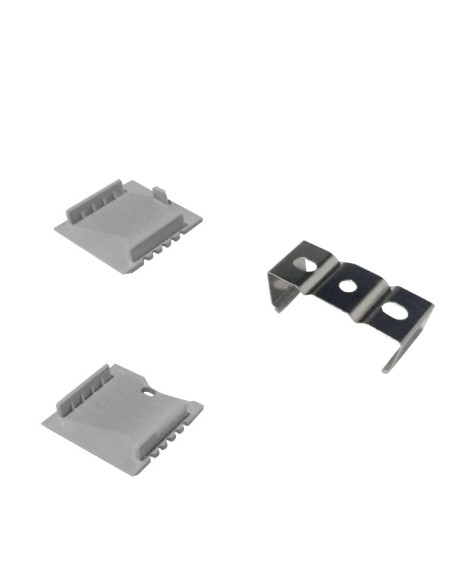 Kit de 2 tapas y 2 clips para perfil de aluminio, PER-20-2M