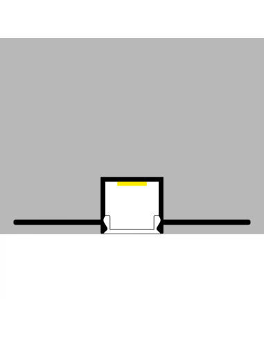 Perfil de Aluminio Trimless 15x15mm para enrasar, Cover Opal Blanco x2m