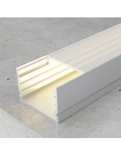 Perfil de Aluminio superficie 20x15mm Anodizado, Cover Opal Blanco x2m