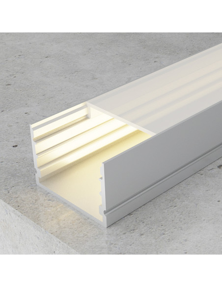 Perfil de Aluminio superficie 20x15mm Anodizado, Cover Opal Blanco x2m