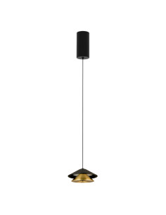 Lámpara colgante LED individual 9W Metal Negro y Dorado