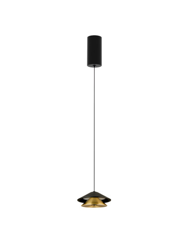 Lámpara colgante LED individual 9W Metal Negro y Dorado