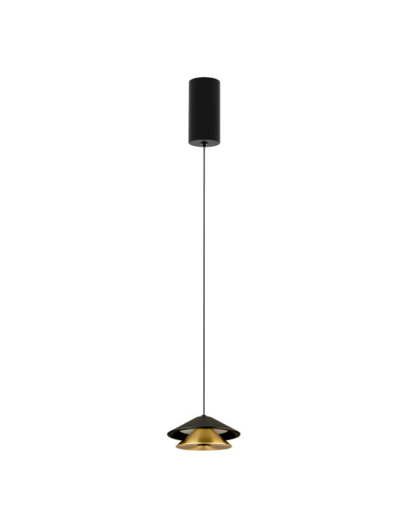 Lámpara colgante LED individual 9W Metal Negro y Dorado