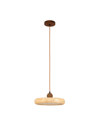 Lámpara colgante LED 22W 3000K de piedra natural y madera marrón