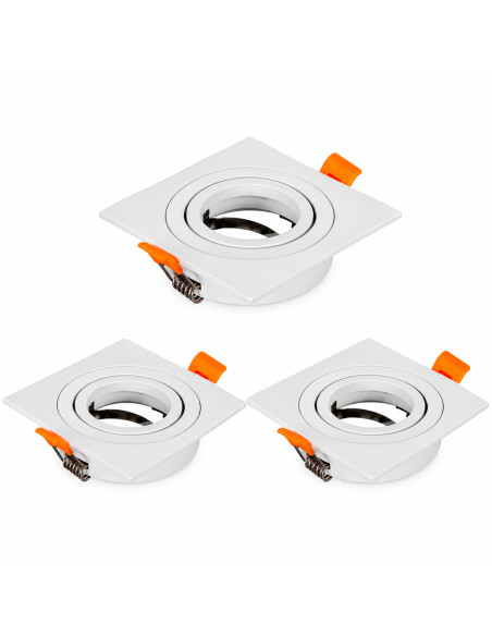 3 unidades Spot Cuadrado Ajustable GU10 91x91mm