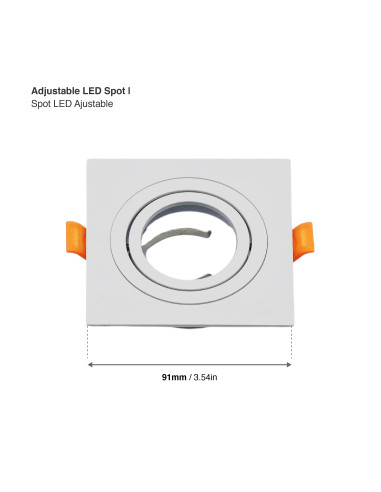 3 unidades Spot Cuadrado Ajustable GU10 91x91mm