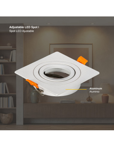 3 unidades Spot Cuadrado Ajustable GU10 91x91mm