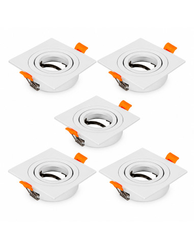 5 unidades Spot Cuadrado Ajustable GU10 91x91mm