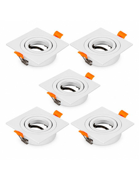 5 unidades Spot Cuadrado Ajustable GU10 91x91mm