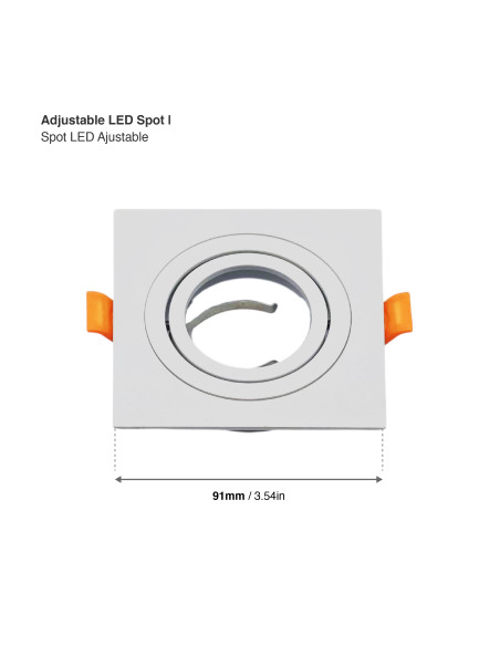 5 unidades Spot Cuadrado Ajustable GU10 91x91mm