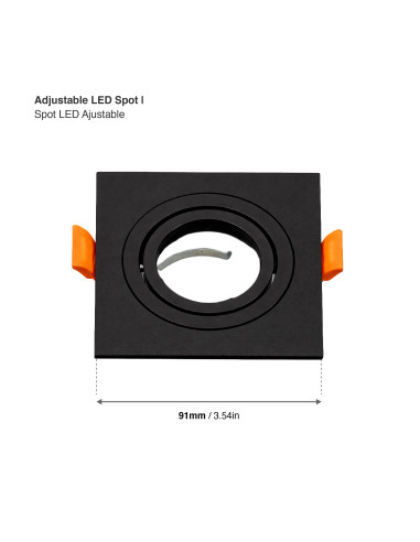 3 unidades Spot Cuadrado Ajustable GU10 91x91mm