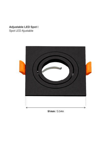 3 unidades Spot Cuadrado Ajustable GU10 91x91mm