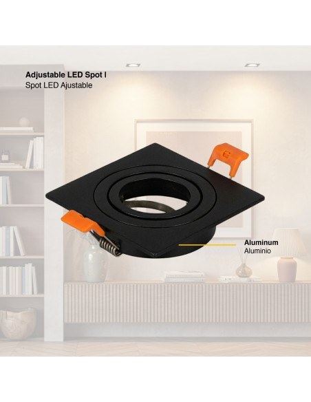 5 unidades Spot Cuadrado Ajustable GU10 91x91mm
