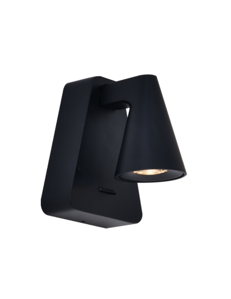 Aplique de pared LED Africa 5W 9 cm con interruptor, negro - Mantra