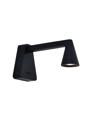 Aplique de pared LED Africa 5W 19 cm con interruptor, negro - Mantra