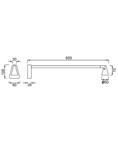 Aplique de pared LED Africa 5W 60 cm, negro - Mantra