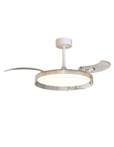 Ventilador de techo Glass Fan con luz LED 40W y mando, blanco - Mantra