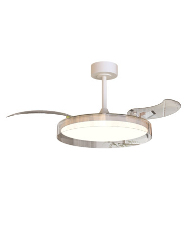 Ventilador de techo Glass Fan con luz LED 40W y mando, blanco - Mantra