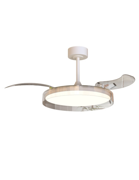 Ventilador de techo Glass Fan con luz LED 40W y mando, blanco - Mantra