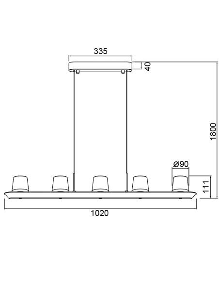 Lámpara colgante LED Alabastro 55W regulable 102 cm, ceniza - Mantra