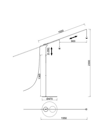 Pie de salón Ruti negro 230 cm con bombilla LED E27 (sin pantalla) - Mantra