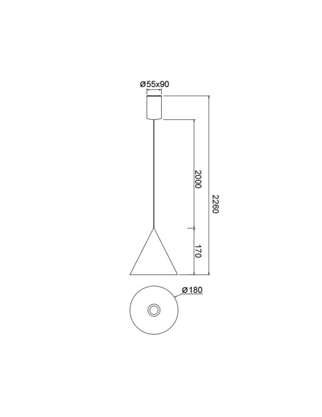 Lámpara colgante LED Cono 10W regulable Ø18 cm - Mantra