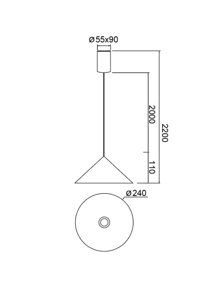 Lámpara colgante LED Cono 10W regulable Ø24 cm - Mantra