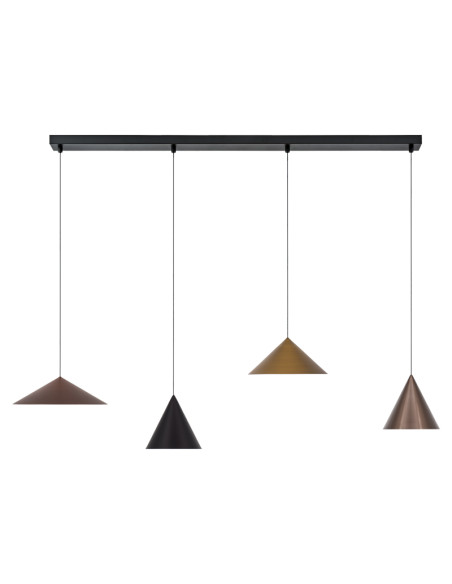 Lámpara colgante lineal LED Cono 4 luces 20W regulable 138 cm, multicolor - Mantra