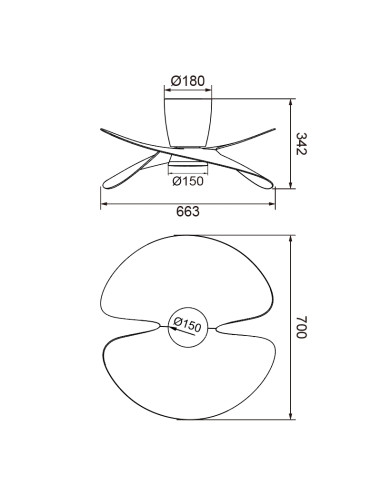 Ventilador de techo Ona con luz LED 18W y mando - Mantra