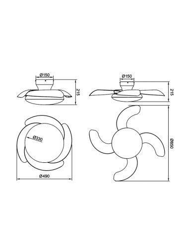 Plafón ventilador Aloha II con luz LED 40W y mando - Mantra